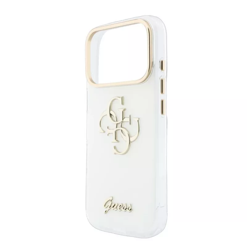 GUESS IML 4G Script Metal MagSafe θήκη για iPhone 18 Pro / 17 Pro, λευκό