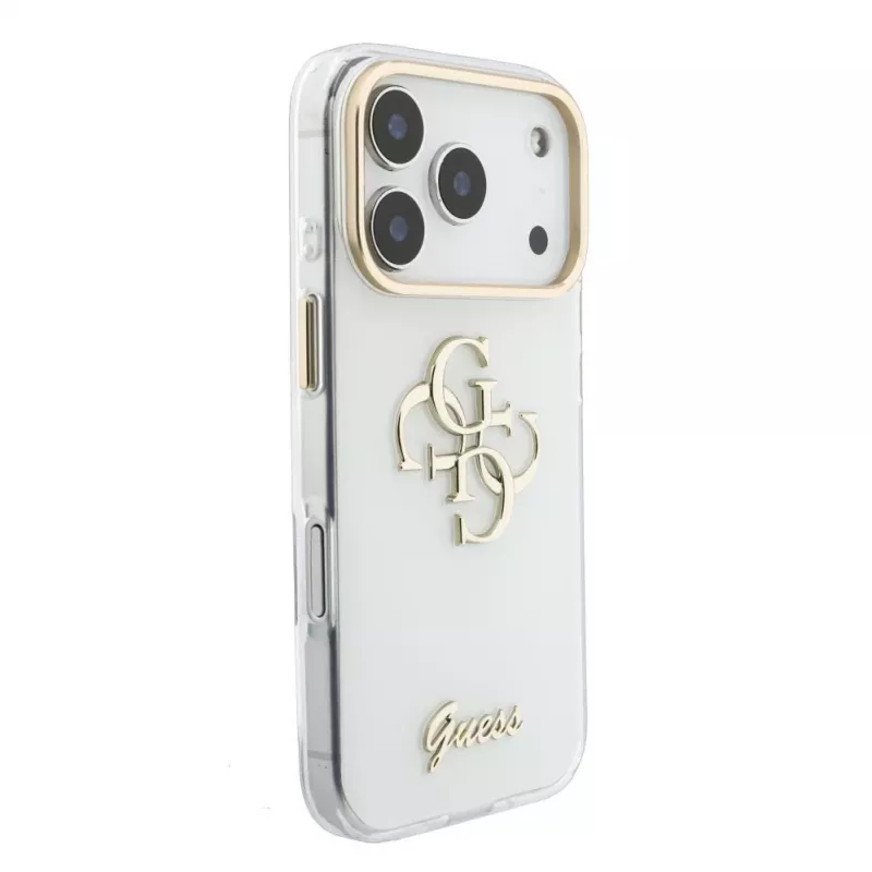 GUESS IML 4G Script Metal MagSafe θήκη για iPhone 18 Pro / 17 Pro, λευκό
