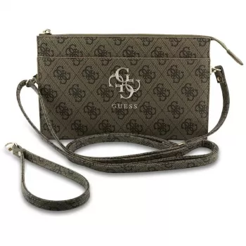Guess Phone Pouch 4G Big Logo - καφέ τσάντα crossbody με θήκες καρτών