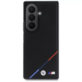 BMW M Δερμάτινη διάτρητη με τρίχρωμη λωρίδα και μεταλλικά λογότυπα MagSafe θήκη για Samsung Galaxy Z Fold8 Ultra – Μαύρο