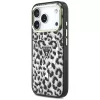 GUESS IML Leopard Glitter Triangle Logo MagSafe θήκη για iPhone 18 Pro / 17 Pro - Μαύρο