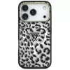 GUESS IML Leopard Glitter Triangle Logo MagSafe θήκη για iPhone 18 Pro / 17 Pro - Μαύρο