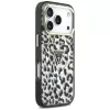 GUESS IML Leopard Glitter Triangle Logo MagSafe θήκη για iPhone 18 Pro / 17 Pro - Μαύρο