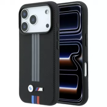 BMW M Quadrille Kevlar Ανθρακί & Τρίχρωμες γραμμές εκτύπωσης MagSafe θήκη για iPhone 18 Pro / 17 Pro