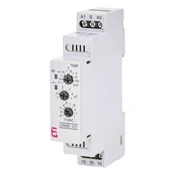 CRME-101 πολυλειτουργικό χρονικό ρελέ, 10 λειτουργίες, 24-240V AC/DC, 1 εναλλασσόμενη επαφή, ράγα DIN