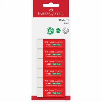 Faber-Castell Γόμα χωρίς PVC 7095-20, συσκευασία 6 τεμ., λευκή