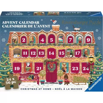 RAVENSBURGER Παζλ ημερολόγιο Αντίστροφης Μέτρησης Χριστούγεννα στο σπίτι - 24 μίνι παζλ, 576 τεμ., τεχνολογία Softclick