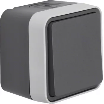 Hager WNC011 επιτοίχιος διπλός διακόπτης, σειρά W.1, IP55, γκρι