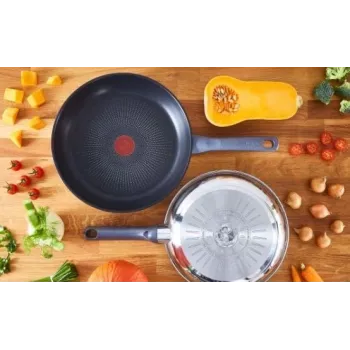 Tefal Daily Cook G7132S55 σετ τηγανιών από ανοξείδωτο χάλυβα 24/28 cm, αντικολλητική επένδυση τιτανίου, επαγωγή, Thermo-Signal