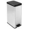 Curver Slim Bin 40L τετράγωνος πλαστικός μαύρος, ασημί