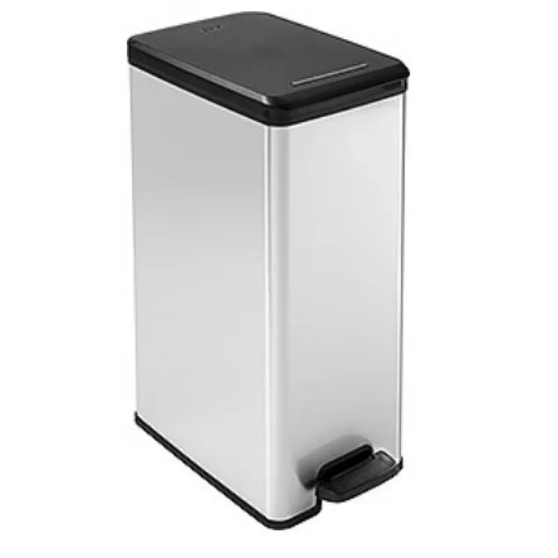 Curver Slim Bin 40L τετράγωνος πλαστικός μαύρος, ασημί
