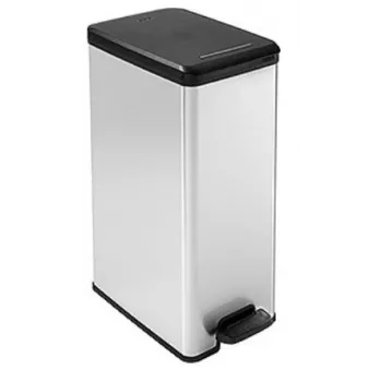 Curver Slim Bin 40L τετράγωνος πλαστικός μαύρος, ασημί