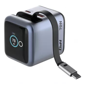 Verbatim Mini Φορτιστής GaN 70W με ανασυρόμενο καλώδιο USB-C