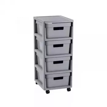 Curver Infinity Βιβλιοθήκη 4x10L Γκρι – 4-συρτάρι αποθήκευσης από πλαστικό με όψη rattan