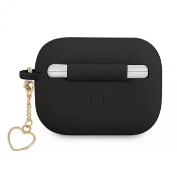 GUESS GUAPLSCHSK θήκη AirPods Pro μαύρη σιλικόνη Charm Heart Collection