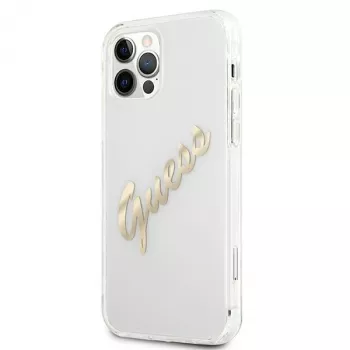 GUESS Vintage Script Gold σκληρή θήκη για Apple iPhone 12 Pro Max - διαφανής