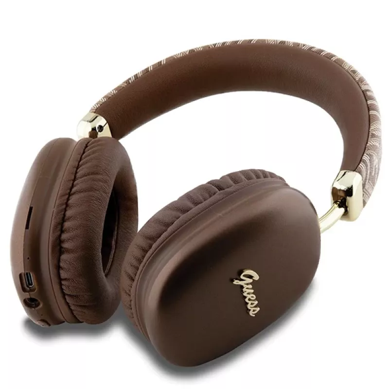 GUESS GUE003639 Gcube Metallic Script Logo ασύρματα ακουστικά on-ear Bluetooth καφέ