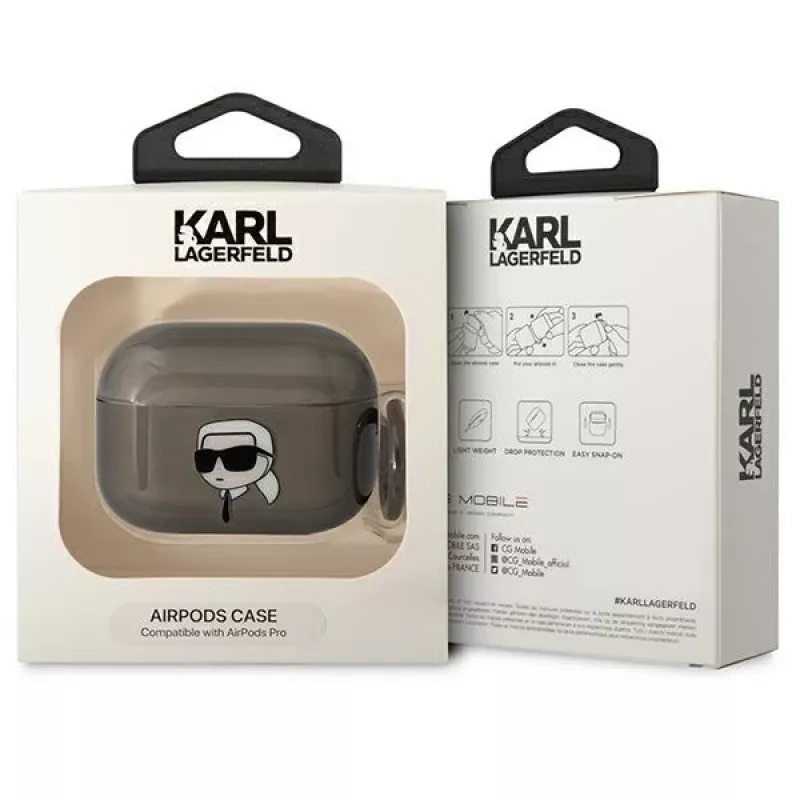 Karl Lagerfeld KLAPHNIKTCK θήκη AirPods Pro μαύρη Karl Head