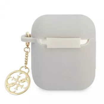 Guess GUA2LSC4EG θήκη AirPods 1/2 γκρι σιλικόνη μενταγιόν 4G συλλογή