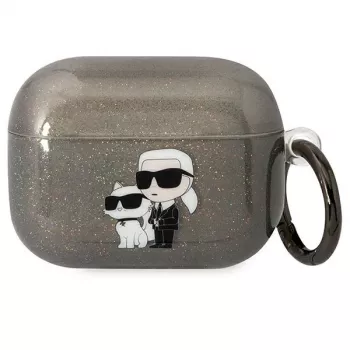 Karl Lagerfeld KLAPHNKCTGK θήκη AirPods Pro Glitter Karl & Choupette μαύρη