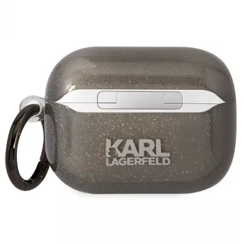 Karl Lagerfeld KLAPHNKCTGK θήκη AirPods Pro Glitter Karl & Choupette μαύρη
