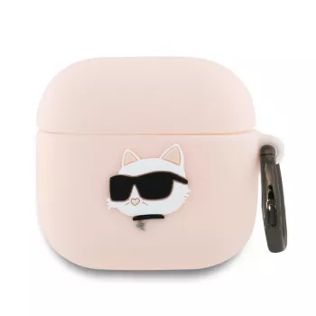 Karl Lagerfeld σιλικόνης Choupette κεφάλι 3D θήκη για AirPods 4 - ροζ