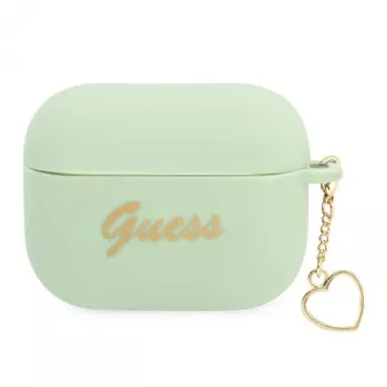GUESS GUAPLSCHSN θήκη AirPods Pro πράσινη σιλικόνη Charm Heart Collection