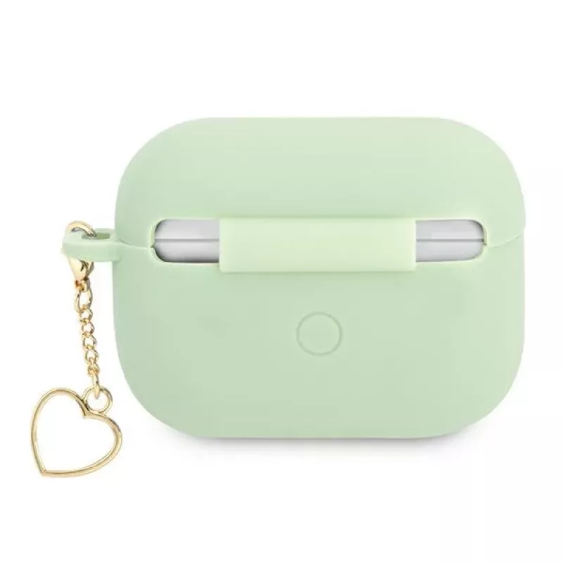 GUESS GUAPLSCHSN θήκη AirPods Pro πράσινη σιλικόνη Charm Heart Collection