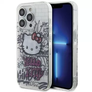 Hello Kitty HKHCP15LHDGPHT iPhone 15 Pro σκληρή θήκη IML Kitty On Bricks Graffiti λευκή
