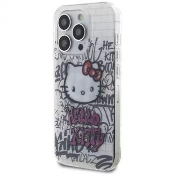 Hello Kitty HKHCP15LHDGPHT iPhone 15 Pro σκληρή θήκη IML Kitty On Bricks Graffiti λευκή