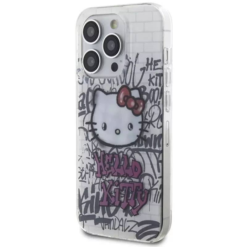 Hello Kitty HKHCP15LHDGPHT iPhone 15 Pro σκληρή θήκη IML Kitty On Bricks Graffiti λευκή