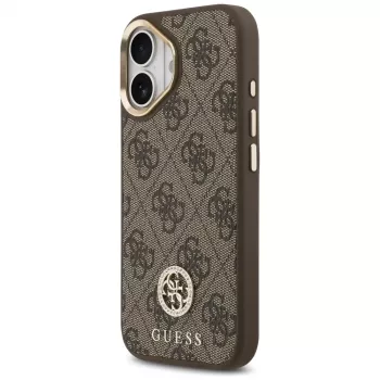 GUESS 4G Strass Logo & Big Strap Metal Buttons θήκη MagSafe για iPhone 17 - καφέ