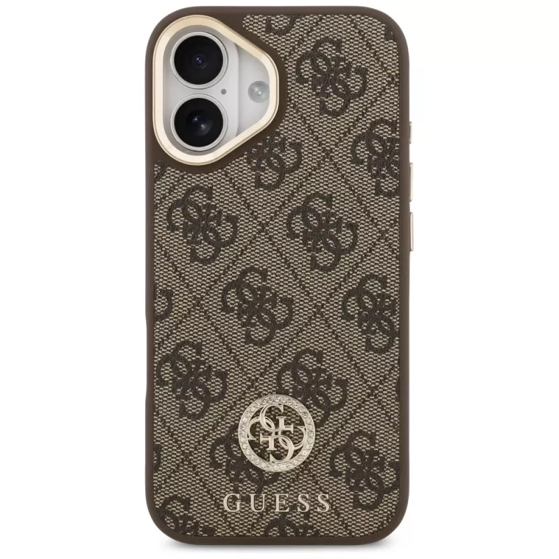 GUESS 4G Strass Logo & Big Strap Metal Buttons θήκη MagSafe για iPhone 17 - καφέ