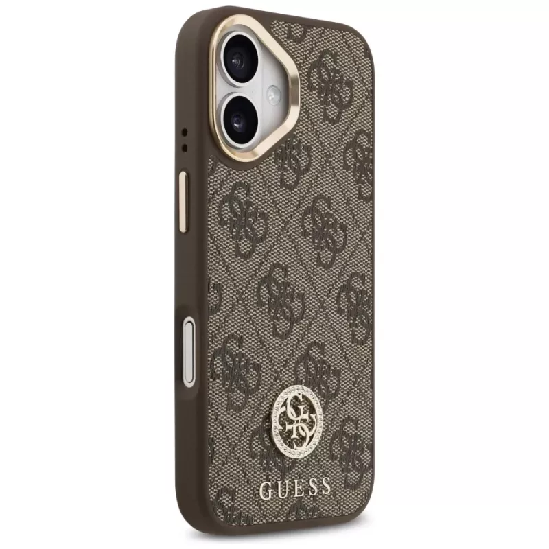 GUESS 4G Strass Logo & Big Strap Metal Buttons θήκη MagSafe για iPhone 17 - καφέ