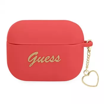 GUESS θήκη AirPods Pro κόκκινη σιλικόνη Charm Heart Collection