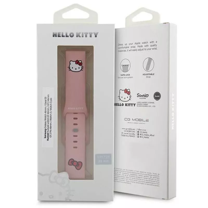 Hello Kitty καθολικό σιλικόνης βραχιόλι 22mm ροζ σχέδιο κεφαλιού Kitty