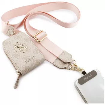 GUESS 4G Metal Logo Universal Crossbody Λουράκι Κινητού Μικρό Πορτοφόλι - Ροζ