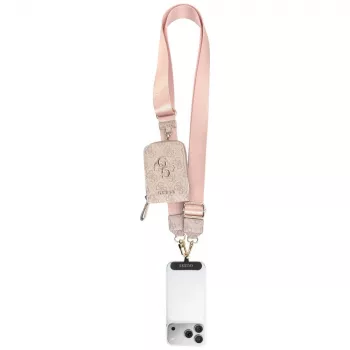 GUESS 4G Metal Logo Universal Crossbody Λουράκι Κινητού Μικρό Πορτοφόλι - Ροζ