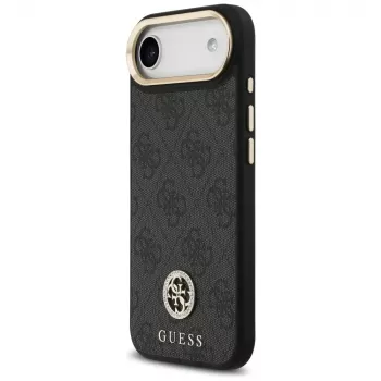 GUESS 4G Strass Logo Θήκη MagSafe για iPhone Air με Μεταλλικά Κουμπιά και Λουράκι Καρπού - Μαύρο