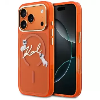 Karl Lagerfeld IML Choupettes Karl Script Logo Θήκη MagSafe για iPhone 17 Pro - Πορτοκαλί