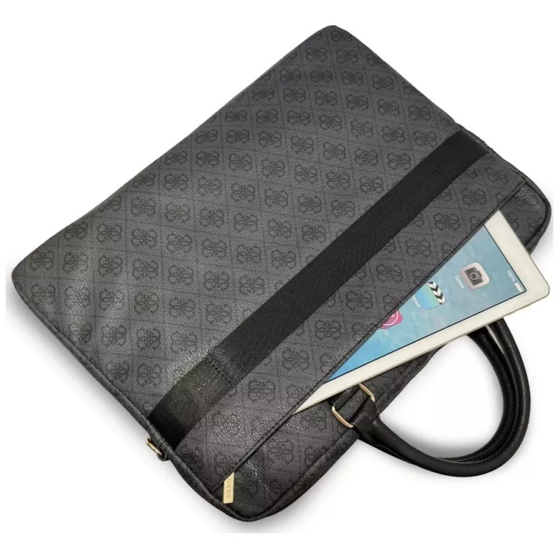 GUESS 4G Round & Classic Logos Stripe 16 inch Τσάντα Laptop Μαύρο