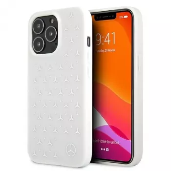 Mercedes-Benz MEHCP13LESPWH iPhone 13 Pro / 13 Σκληρή Θήκη Ασημί Σχέδιο Αστεριών Λευκό