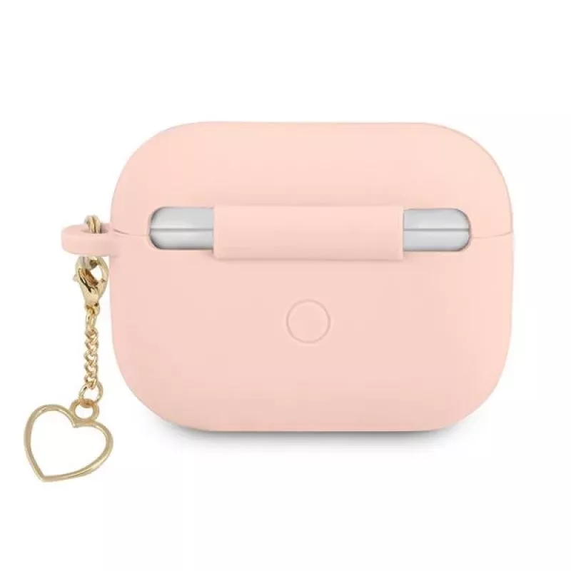 GUESS AirPods Pro Θήκη Ροζ Σιλικόνης Charm Heart Collection