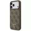 GUESS Δερμάτινη 4G Triangle Strass Θήκη MagSafe για iPhone 18 Pro Max / 17 Pro Max - Καφέ