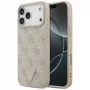 GUESS Δερμάτινη 4G Triangle Strass Θήκη MagSafe για iPhone 18 Pro Max / 17 Pro Max - Ροζ