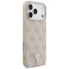 GUESS Δερμάτινη 4G Triangle Strass Θήκη MagSafe για iPhone 18 Pro Max / 17 Pro Max - Ροζ