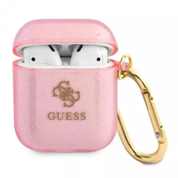 GUESS Glitter Collection Προστατευτική θήκη για Apple AirPods 1/2 - Ροζ