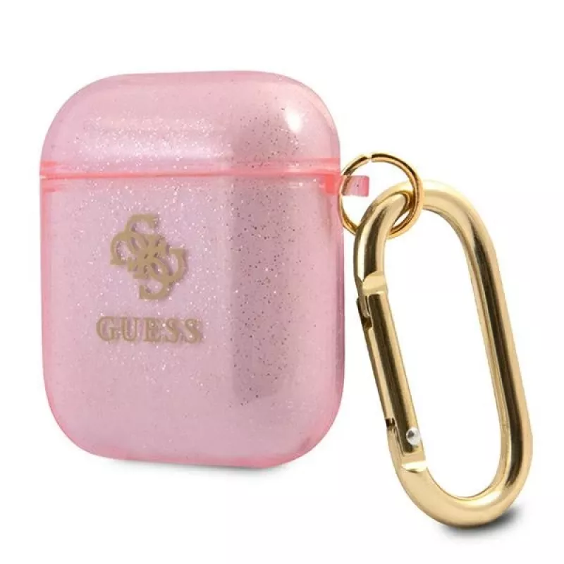 GUESS Glitter Collection Προστατευτική θήκη για Apple AirPods 1/2 - Ροζ