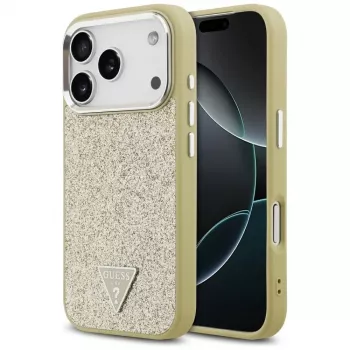 GUESS Glitter Triangle Logo Θήκη MagSafe για iPhone 17 Pro - Χρυσό