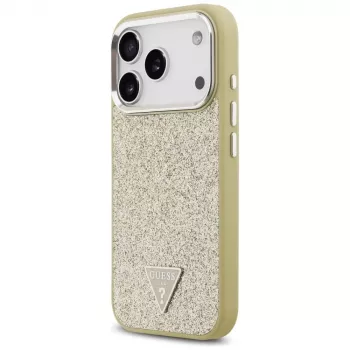 GUESS Glitter Triangle Logo Θήκη MagSafe για iPhone 17 Pro - Χρυσό